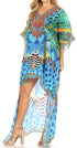 Vestido Sakkas Laisson Flowy Hi-Lo Caftán con diamantes de imitación, cuello en V, corte cuadrado, para cubrir la parte superior