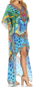 Vestido Sakkas Laisson Flowy Hi-Lo Caftán con diamantes de imitación, cuello en V, corte cuadrado, para cubrir la parte superior