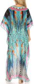 Vestido Sakkas Laisson Flowy Hi-Lo Caftán con diamantes de imitación, cuello en V, corte cuadrado, para cubrir la parte superior