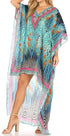 Vestido Sakkas Laisson Flowy Hi-Lo Caftán con diamantes de imitación, cuello en V, corte cuadrado, para cubrir la parte superior