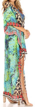 Vestido Sakkas Laisson Flowy Hi-Lo Caftán con diamantes de imitación, cuello en V, corte cuadrado, para cubrir la parte superior