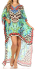 Vestido Sakkas Laisson Flowy Hi-Lo Caftán con diamantes de imitación, cuello en V, corte cuadrado, para cubrir la parte superior