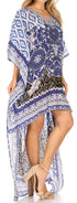 Vestido Sakkas Laisson Flowy Hi-Lo Caftán con diamantes de imitación, cuello en V, corte cuadrado, para cubrir la parte superior