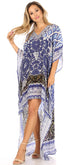Vestido Sakkas Laisson Flowy Hi-Lo Caftán con diamantes de imitación, cuello en V, corte cuadrado, para cubrir la parte superior