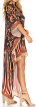 Vestido Sakkas Laisson Flowy Hi-Lo Caftán con diamantes de imitación, cuello en V, corte cuadrado, para cubrir la parte superior