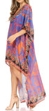 Vestido Sakkas Laisson Flowy Hi-Lo Caftán con diamantes de imitación, cuello en V, corte cuadrado, para cubrir la parte superior