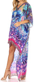 Vestido Sakkas Laisson Flowy Hi-Lo Caftán con diamantes de imitación, cuello en V, corte cuadrado, para cubrir la parte superior