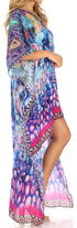 Vestido Sakkas Laisson Flowy Hi-Lo Caftán con diamantes de imitación, cuello en V, corte cuadrado, para cubrir la parte superior