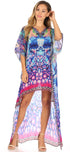 Vestido Sakkas Laisson Flowy Hi-Lo Caftán con diamantes de imitación, cuello en V, corte cuadrado, para cubrir la parte superior