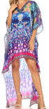 Vestido Sakkas Laisson Flowy Hi-Lo Caftán con diamantes de imitación, cuello en V, corte cuadrado, para cubrir la parte superior