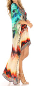 Vestido Sakkas Laisson Flowy Hi-Lo Caftán con diamantes de imitación, cuello en V, corte cuadrado, para cubrir la parte superior