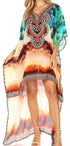 Vestido Sakkas Laisson Flowy Hi-Lo Caftán con diamantes de imitación, cuello en V, corte cuadrado, para cubrir la parte superior