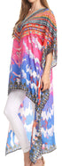 Vestido Sakkas Laisson Flowy Hi-Lo Caftán con diamantes de imitación, cuello en V, corte cuadrado, para cubrir la parte superior