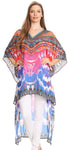 Vestido Sakkas Laisson Flowy Hi-Lo Caftán con diamantes de imitación, cuello en V, corte cuadrado, para cubrir la parte superior