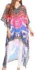 Vestido Sakkas Laisson Flowy Hi-Lo Caftán con diamantes de imitación, cuello en V, corte cuadrado, para cubrir la parte superior