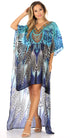 Vestido Sakkas Laisson Flowy Hi-Lo Caftán con diamantes de imitación, cuello en V, corte cuadrado, para cubrir la parte superior