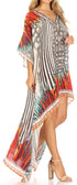 Vestido Sakkas Laisson Flowy Hi-Lo Caftán con diamantes de imitación, cuello en V, corte cuadrado, para cubrir la parte superior