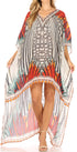 Vestido Sakkas Laisson Flowy Hi-Lo Caftán con diamantes de imitación, cuello en V, corte cuadrado, para cubrir la parte superior