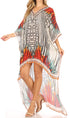 Vestido Sakkas Laisson Flowy Hi-Lo Caftán con diamantes de imitación, cuello en V, corte cuadrado, para cubrir la parte superior