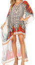 Vestido Sakkas Laisson Flowy Hi-Lo Caftán con diamantes de imitación, cuello en V, corte cuadrado, para cubrir la parte superior