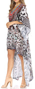 Vestido Sakkas Laisson Flowy Hi-Lo Caftán con diamantes de imitación, cuello en V, corte cuadrado, para cubrir la parte superior