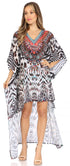 Vestido Sakkas Laisson Flowy Hi-Lo Caftán con diamantes de imitación, cuello en V, corte cuadrado, para cubrir la parte superior