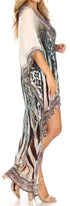 Vestido Sakkas Laisson Flowy Hi-Lo Caftán con diamantes de imitación, cuello en V, corte cuadrado, para cubrir la parte superior