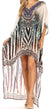 Vestido Sakkas Laisson Flowy Hi-Lo Caftán con diamantes de imitación, cuello en V, corte cuadrado, para cubrir la parte superior