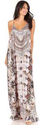 Vestido largo informal de verano con cuello en V y tirantes finos para mujer de Sakkas Sofia
