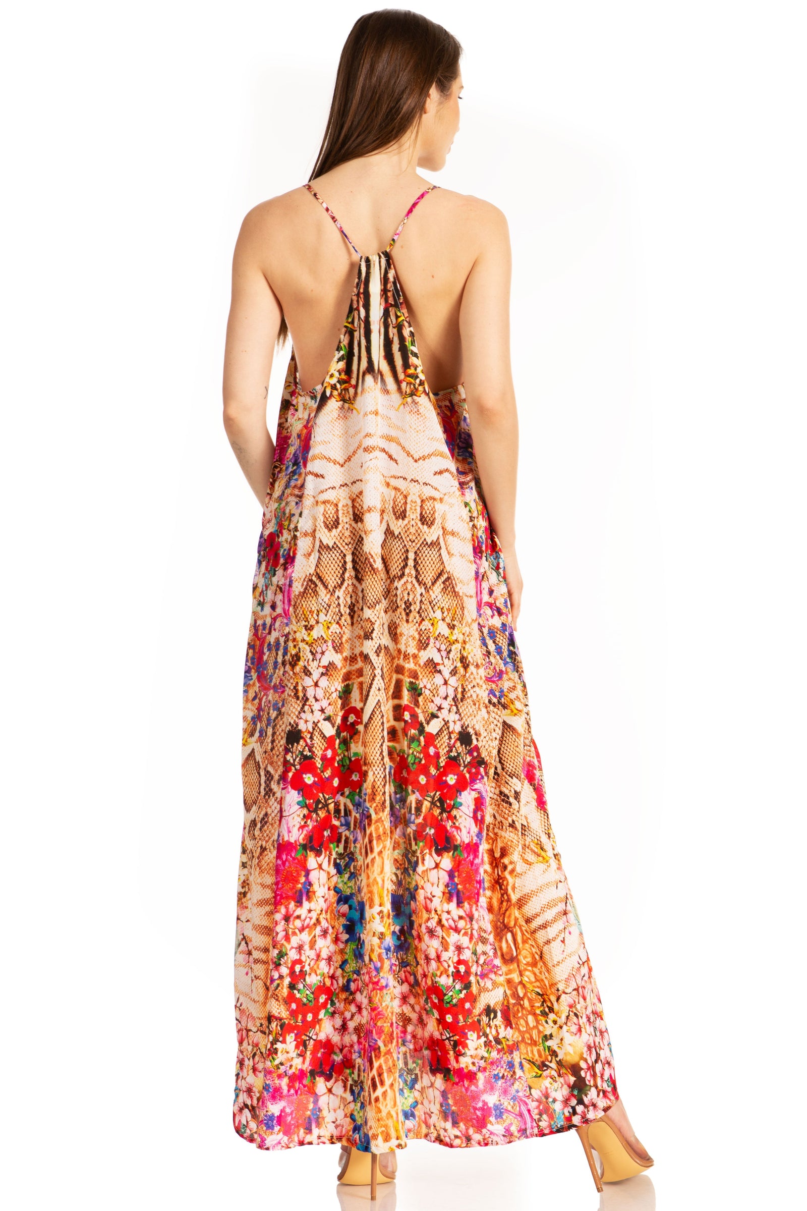 Vestido largo informal de verano con cuello en V y tirantes finos para mujer de Sakkas Sofia