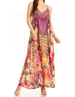 Vestido largo informal de verano con cuello en V y tirantes finos para mujer de Sakkas Sofia
