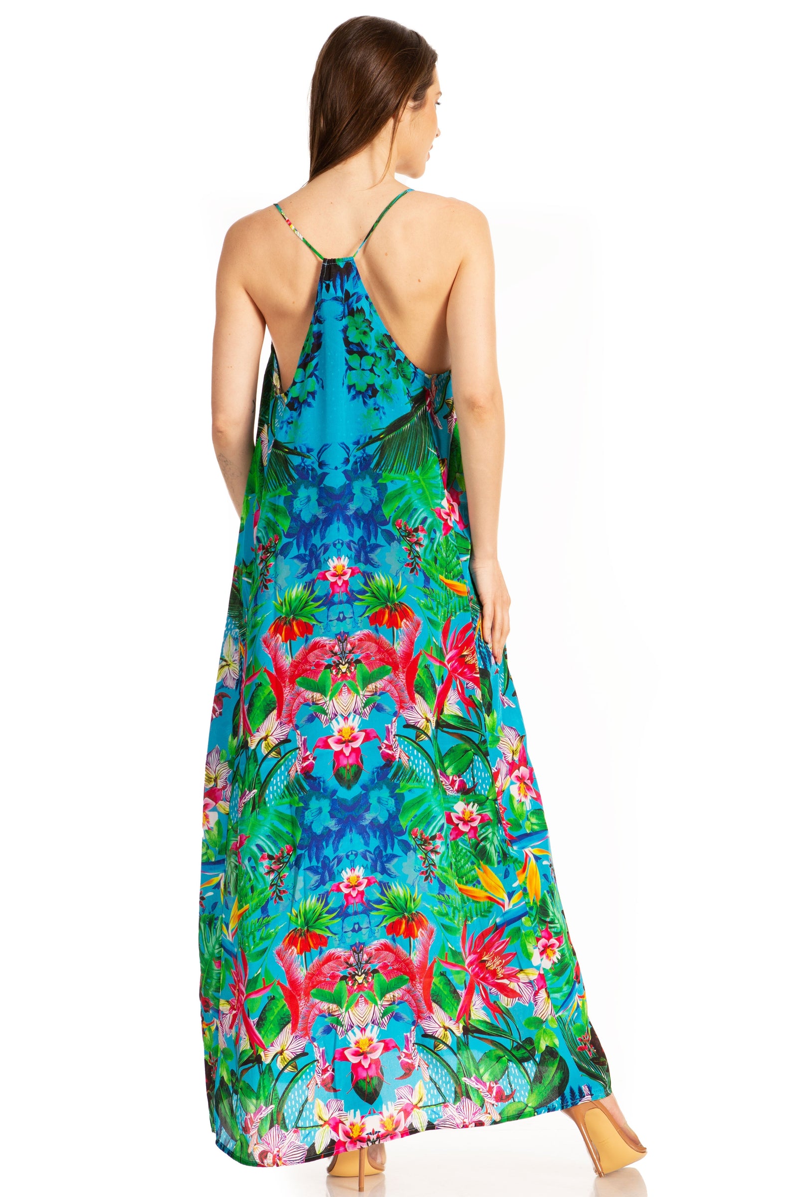 Vestido largo informal de verano con cuello en V y tirantes finos para mujer de Sakkas Sofia