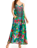 Vestido largo informal de verano con cuello en V y tirantes finos para mujer de Sakkas Sofia