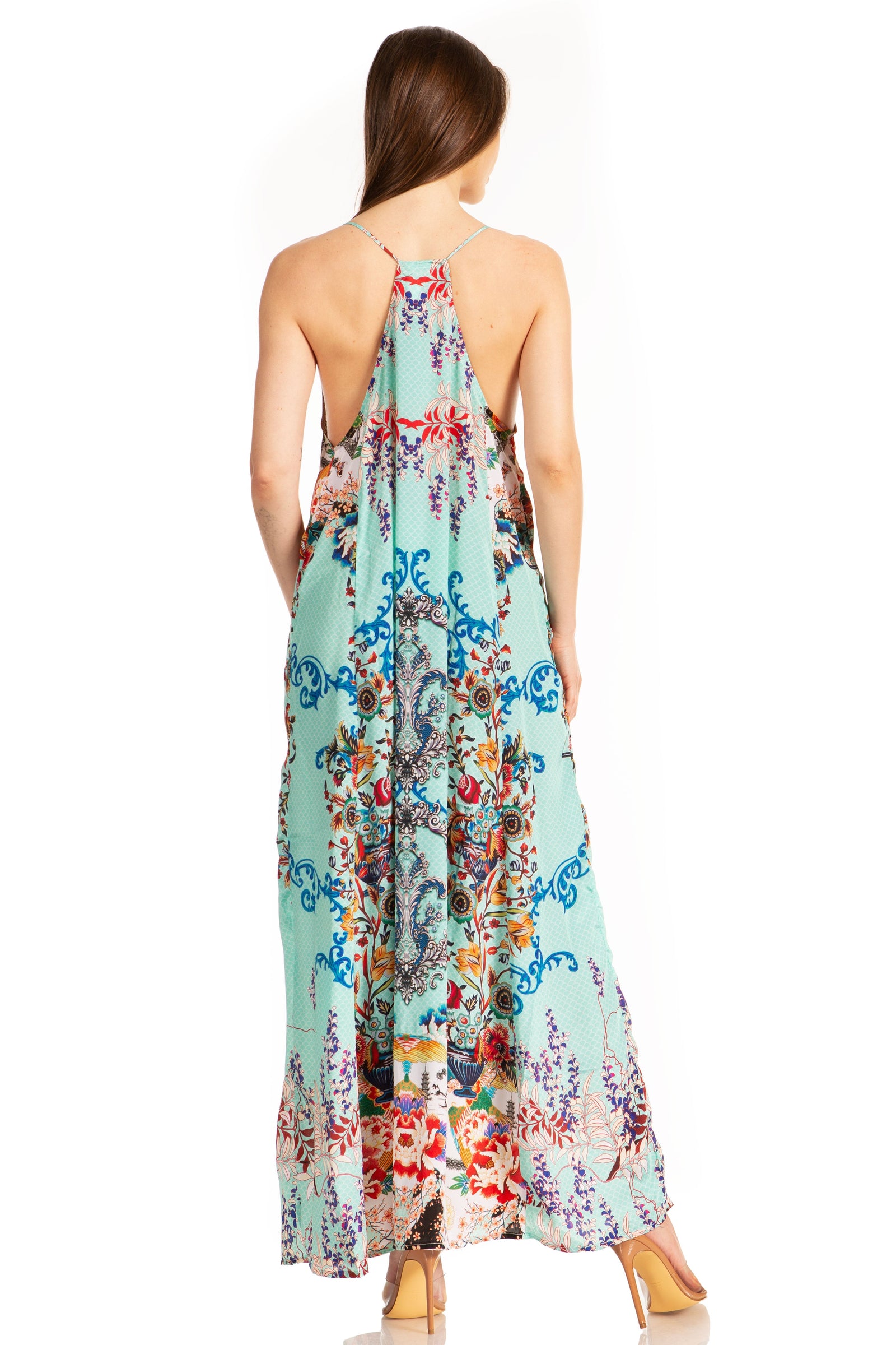 Vestido largo informal de verano con cuello en V y tirantes finos para mujer de Sakkas Sofia