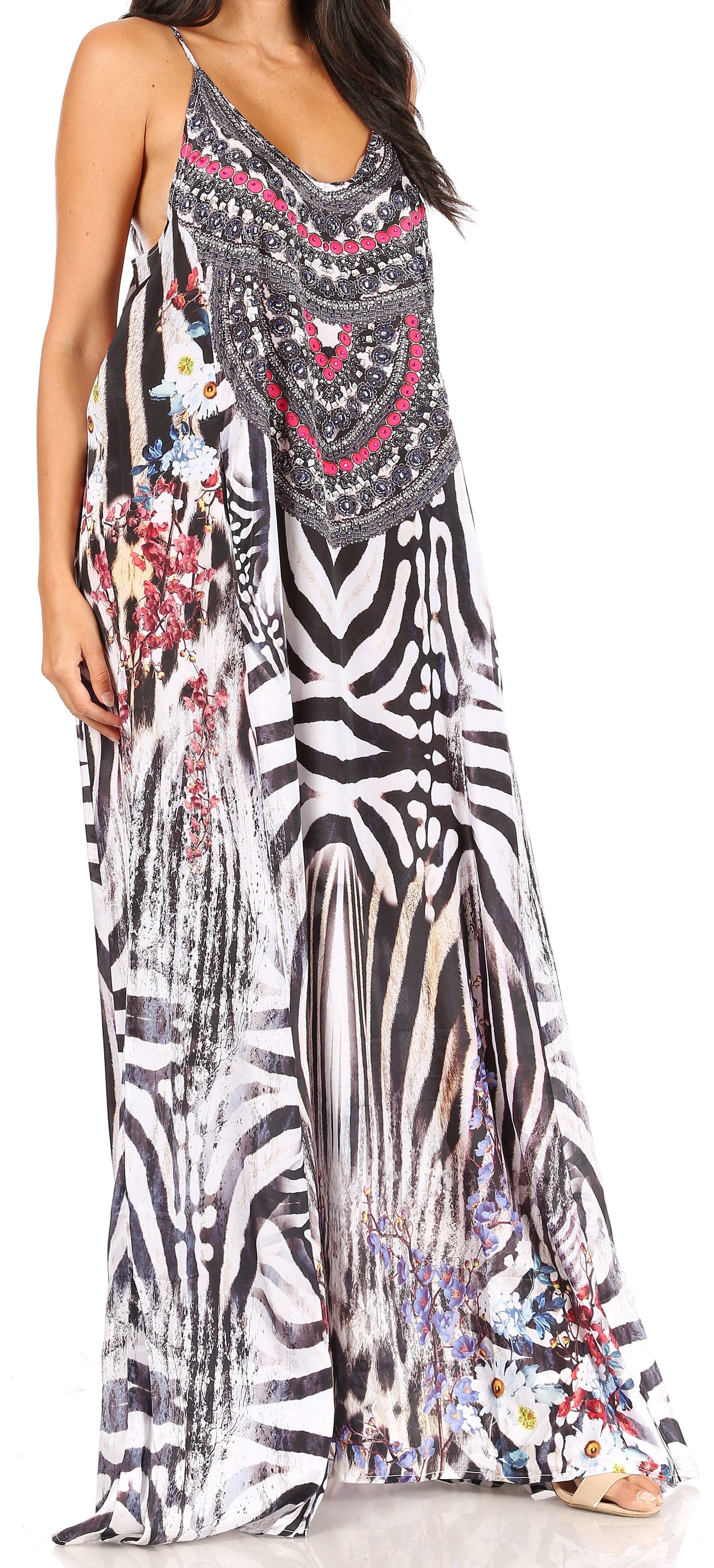 Vestido largo informal de verano con cuello en V y tirantes finos para mujer de Sakkas Sofia