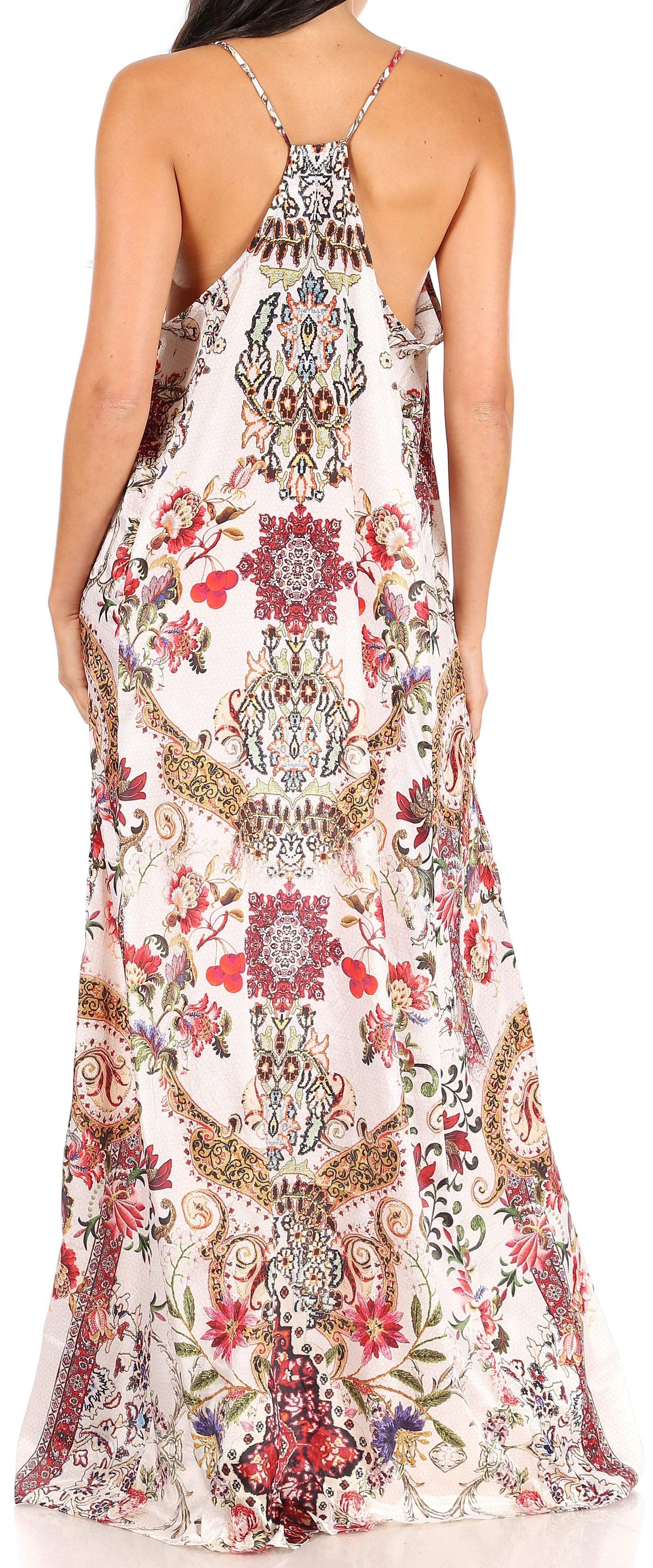 Vestido largo informal de verano con cuello en V y tirantes finos para mujer de Sakkas Sofia