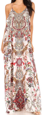 Vestido largo informal de verano con cuello en V y tirantes finos para mujer de Sakkas Sofia