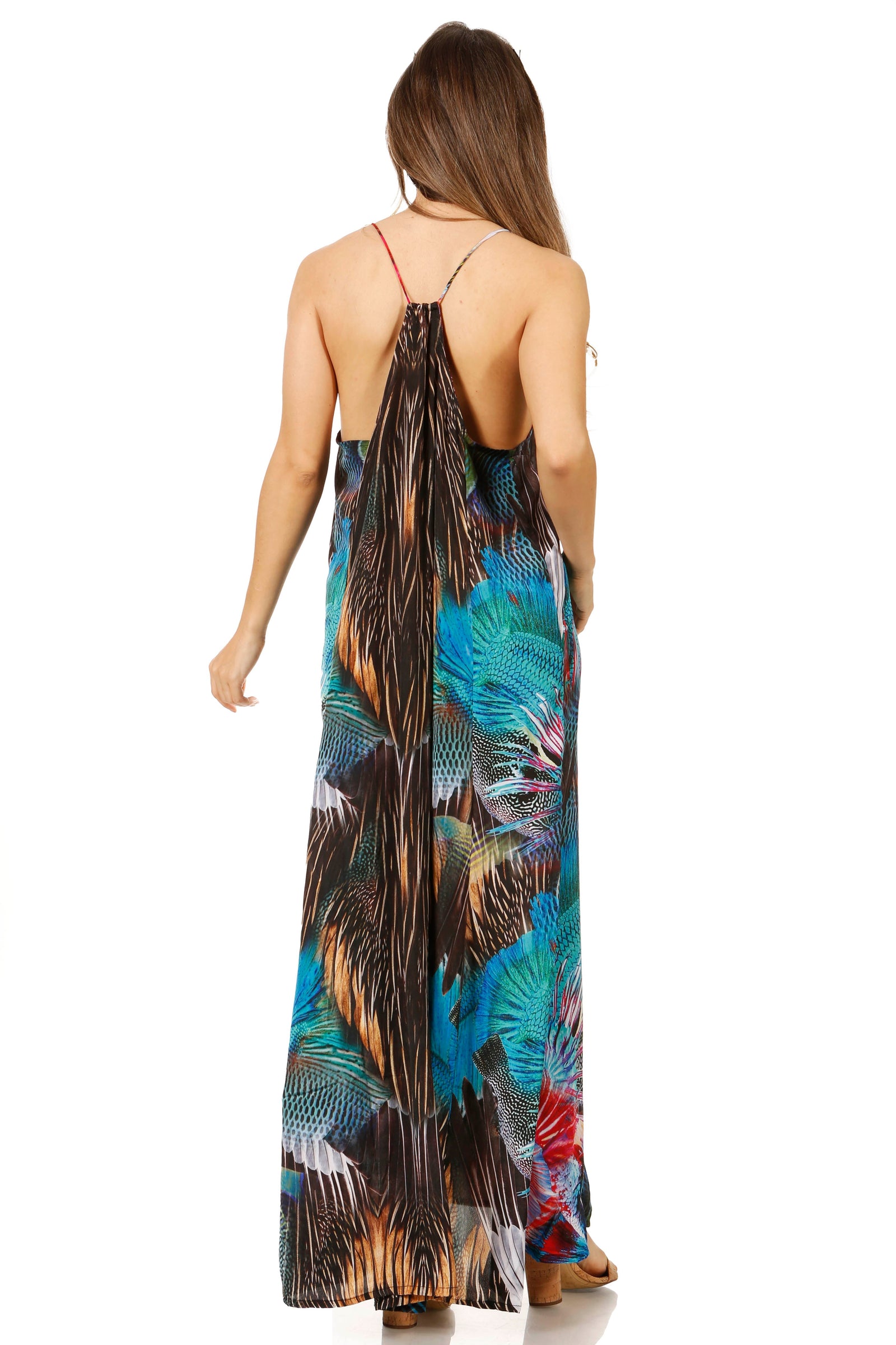 Vestido largo informal de verano con cuello en V y tirantes finos para mujer de Sakkas Sofia