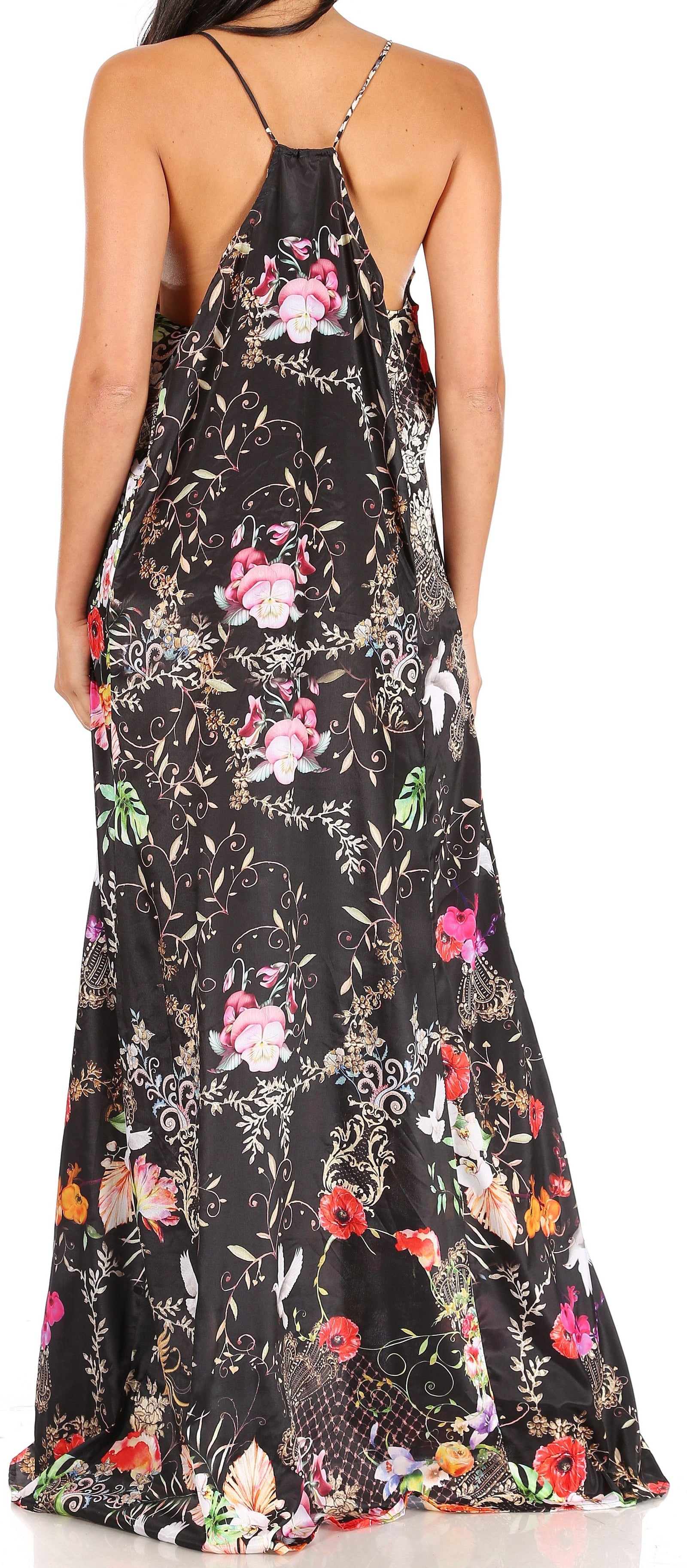 Vestido largo informal de verano con cuello en V y tirantes finos para mujer de Sakkas Sofia