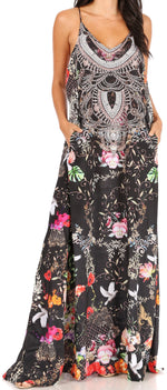 Vestido largo informal de verano con cuello en V y tirantes finos para mujer de Sakkas Sofia