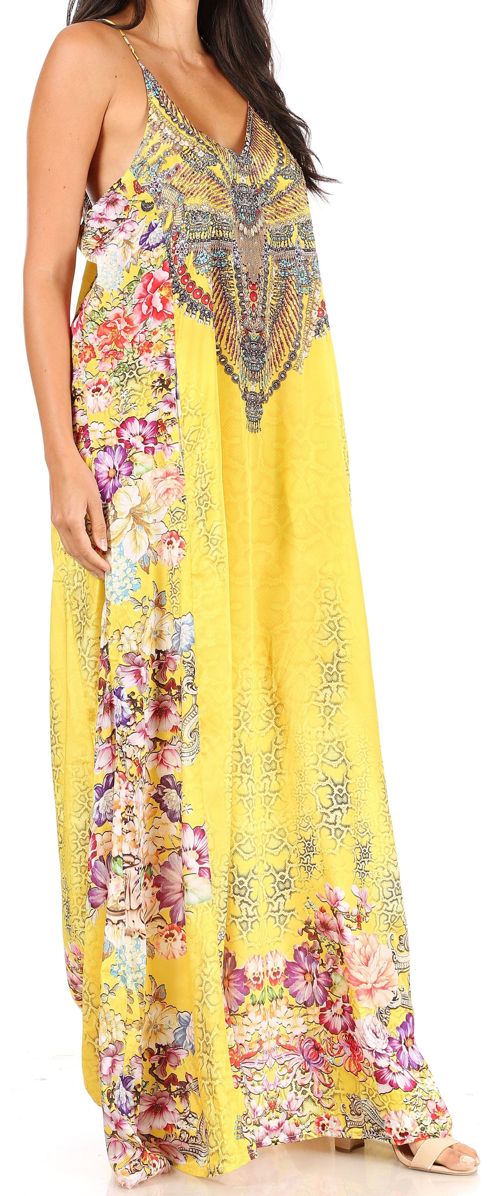 Vestido largo informal de verano con cuello en V y tirantes finos para mujer de Sakkas Sofia