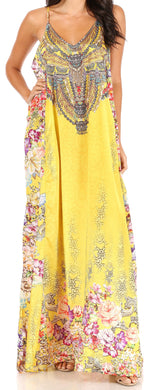 Vestido largo informal de verano con cuello en V y tirantes finos para mujer de Sakkas Sofia