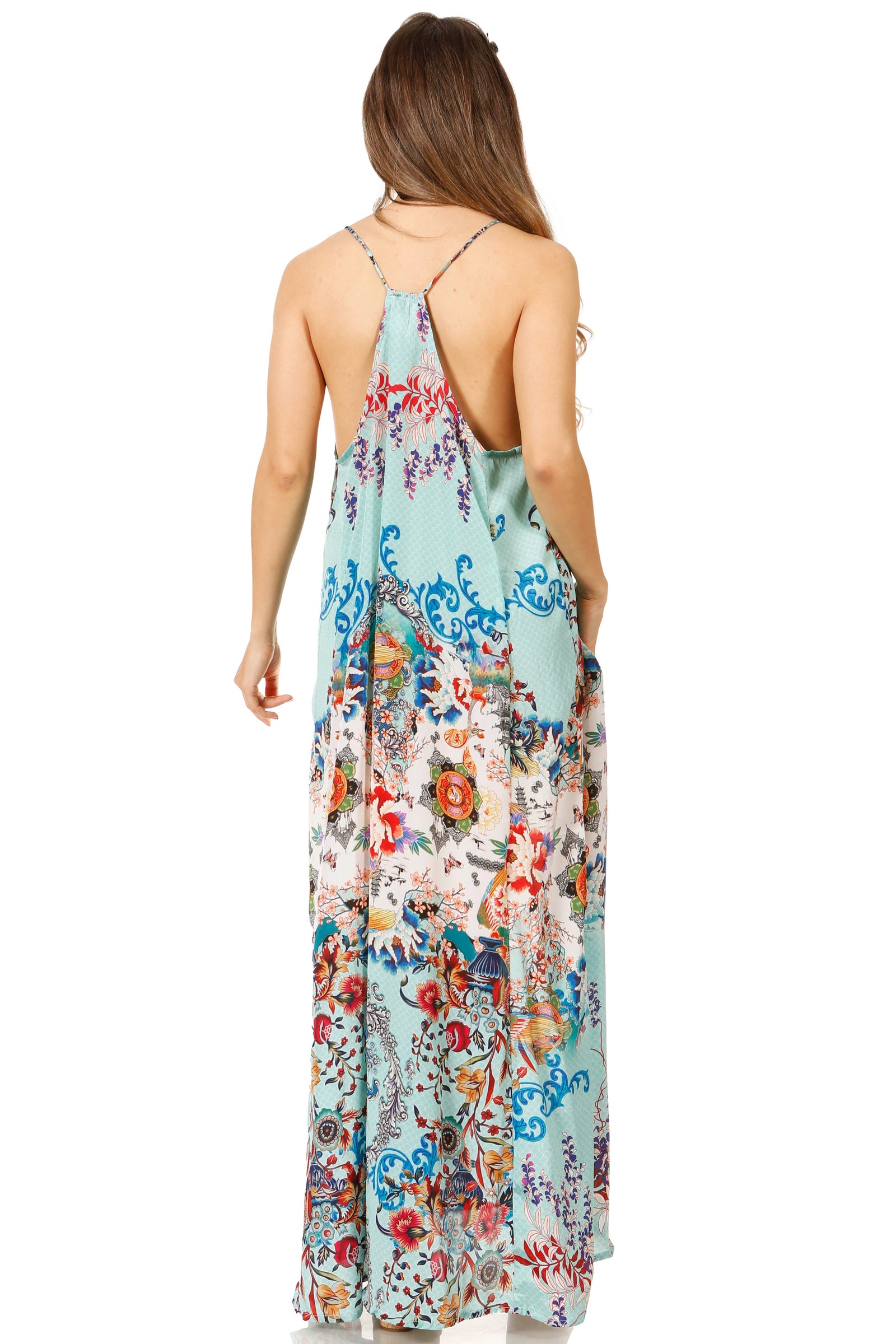 Vestido largo informal de verano con cuello en V y tirantes finos para mujer de Sakkas Sofia