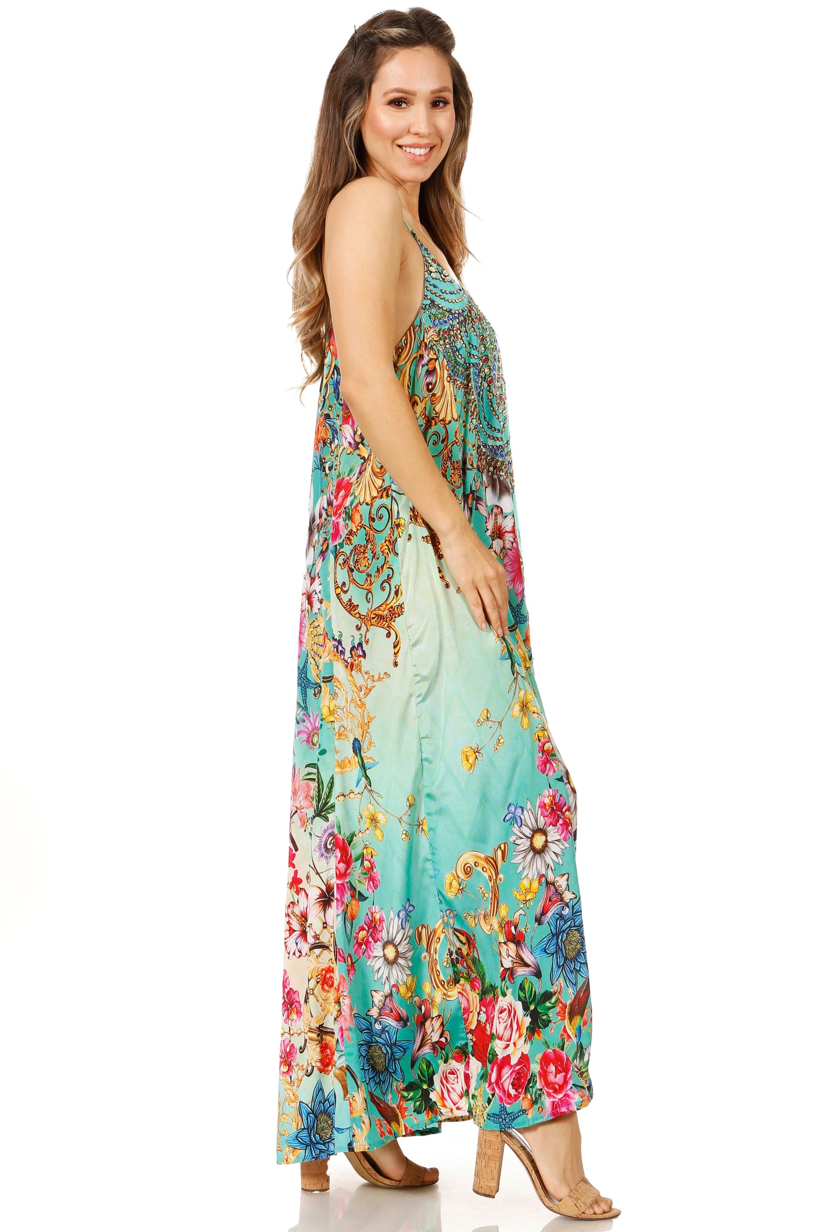 Vestido largo informal de verano con cuello en V y tirantes finos para mujer de Sakkas Sofia