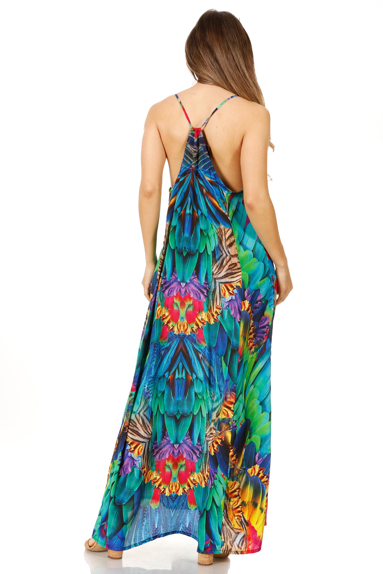 Vestido largo informal de verano con cuello en V y tirantes finos para mujer de Sakkas Sofia