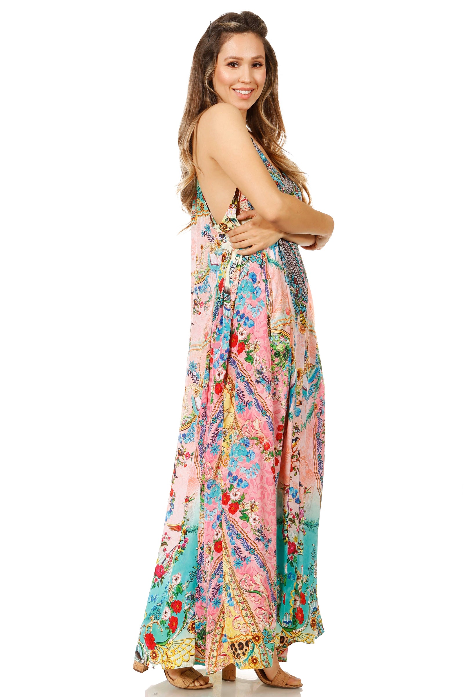 Vestido largo informal de verano con cuello en V y tirantes finos para mujer de Sakkas Sofia
