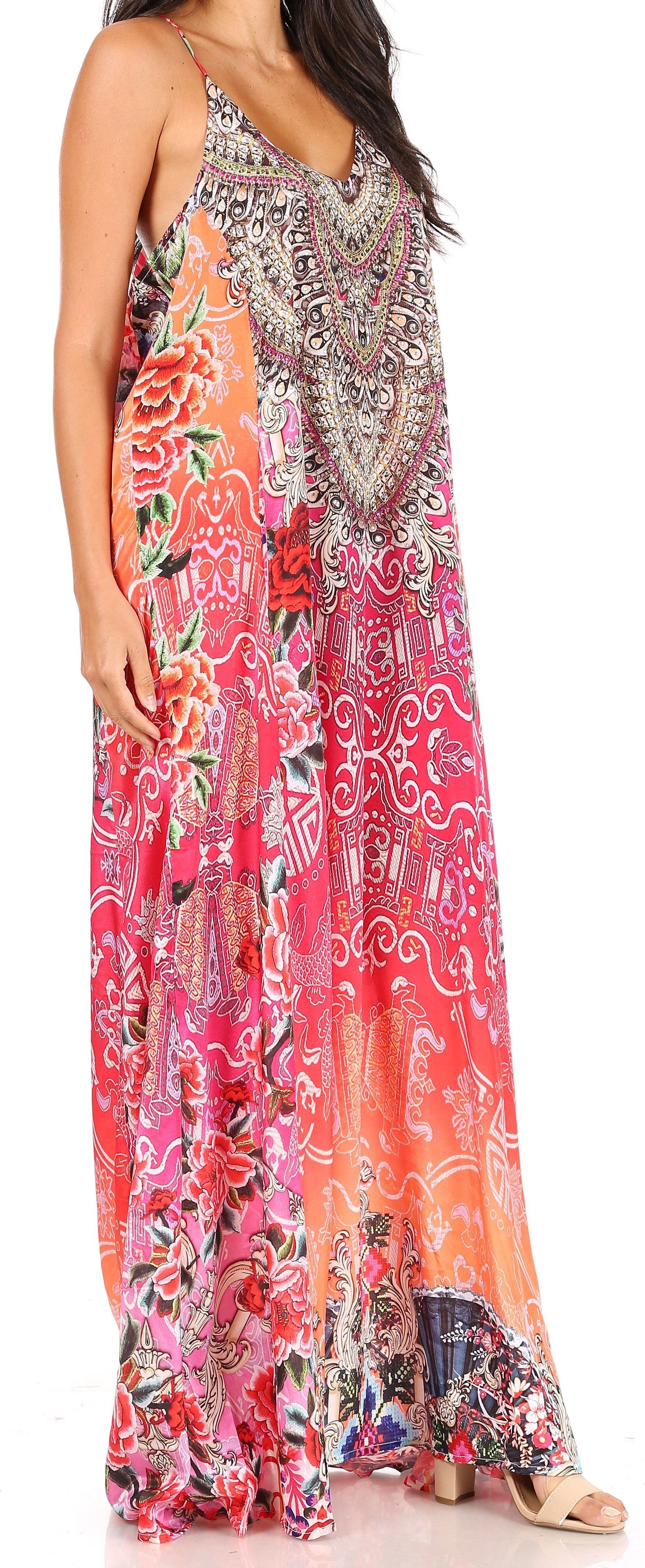 Vestido largo informal de verano con cuello en V y tirantes finos para mujer de Sakkas Sofia