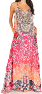 Vestido largo informal de verano con cuello en V y tirantes finos para mujer de Sakkas Sofia