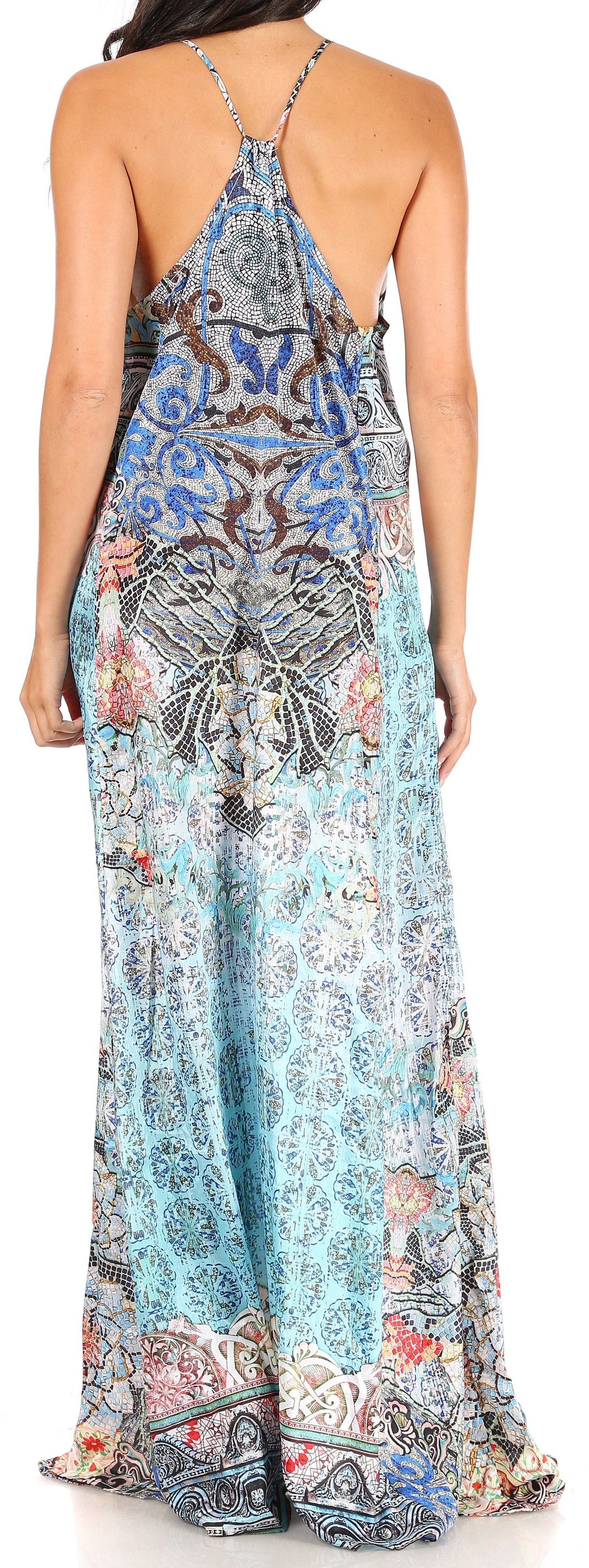 Vestido largo informal de verano con cuello en V y tirantes finos para mujer de Sakkas Sofia