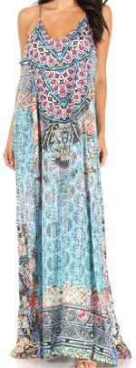 Vestido largo informal de verano con cuello en V y tirantes finos para mujer de Sakkas Sofia